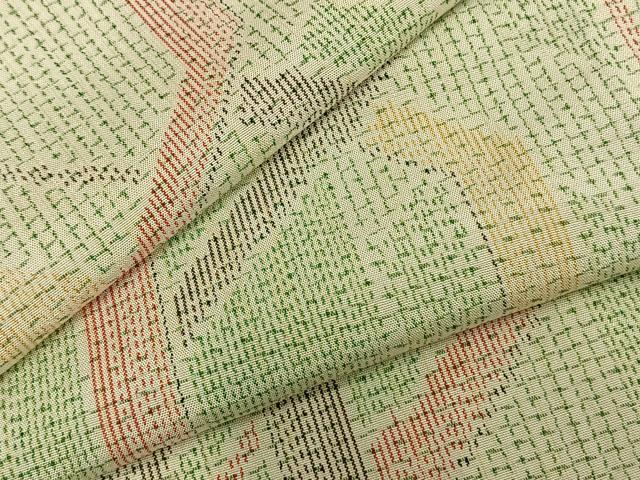 平和屋着物▽上質な紬 単衣 幾何学文様 正絹 逸品 AABA7448fy