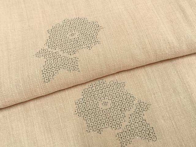 平和屋着物▽上質な紬 単衣 草花文 正絹 逸品 AABA7450fy