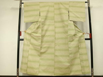 平和屋着物▽紅花紬 米沢 単衣 横段文 正絹 逸品 AABA7453fy