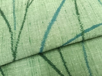 平和屋着物▽上質な紬 単衣 草葉文 正絹 逸品 AABA7455fy