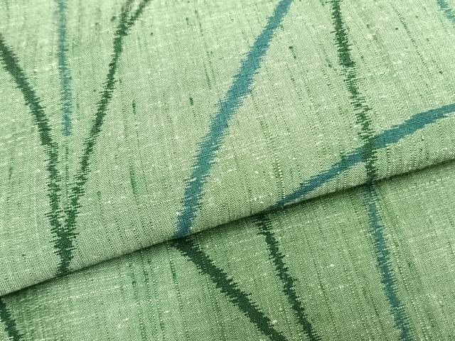 平和屋着物▽上質な紬 単衣 草葉文 正絹 逸品 AABA7455fy