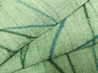 平和屋着物▽上質な紬 単衣 草葉文 正絹 逸品 AABA7455fy