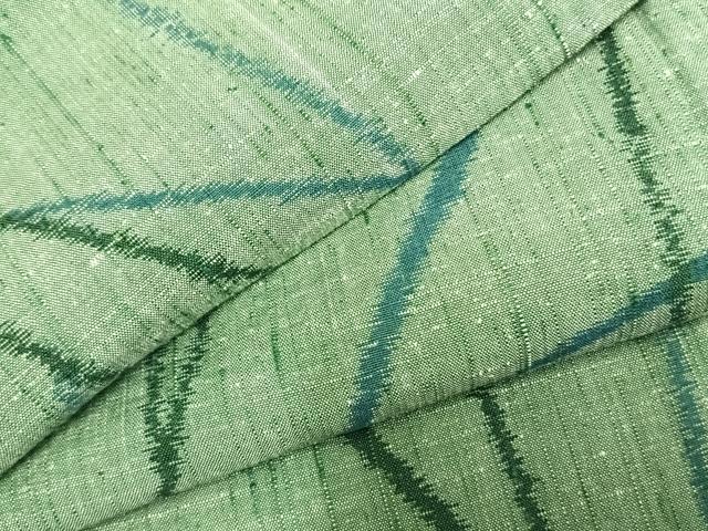 平和屋着物▽上質な紬 単衣 草葉文 正絹 逸品 AABA7455fy