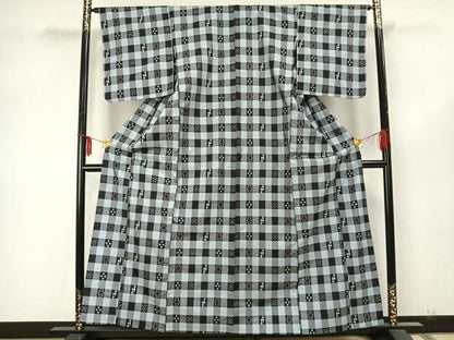 平和屋着物▽上質な紬 単衣 琉球絣 正絹 逸品 AABA7457fy