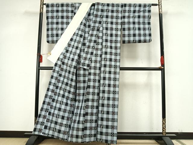 平和屋着物▽上質な紬 単衣 琉球絣 正絹 逸品 AABA7457fy