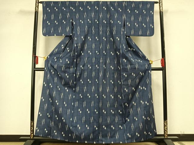 平和屋着物▽上質な紬 単衣 幾何学文様 正絹 逸品 AABA7460fy