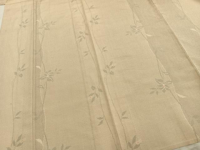 平和屋着物▽本塩沢　単衣　130亀甲　草花文　正絹　逸品　AABA7463fy
