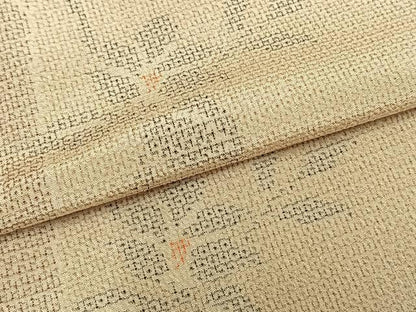 平和屋着物▽本塩沢　単衣　130亀甲　草花文　正絹　逸品　AABA7463fy