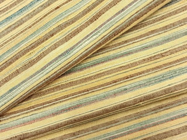 平和屋着物▽上質な紬　単衣　横縞　正絹　逸品　AABA7464fy