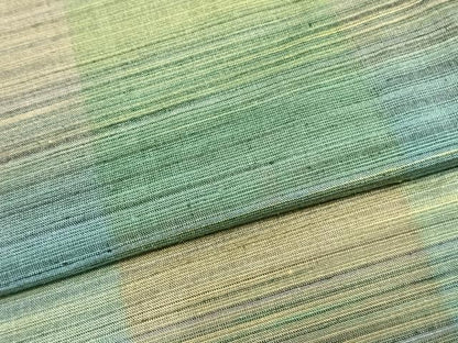 平和屋着物▽上質な紬　単衣　おばな絣　横縞　反端付き　正絹　逸品　AABA7465fy