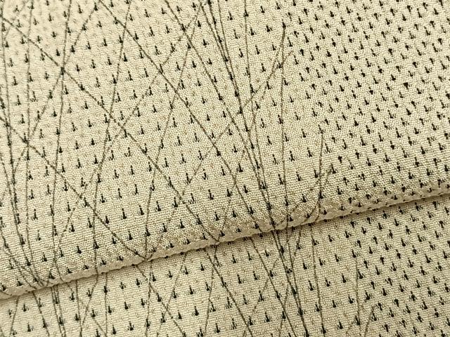 平和屋着物▽本塩沢 単衣 十字絣 草葉間道 正絹 逸品 AABA7471fy