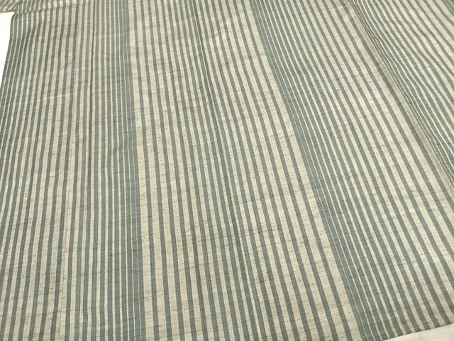 平和屋着物▽上質な紬 単衣 縞 正絹 逸品 AABA7473fy