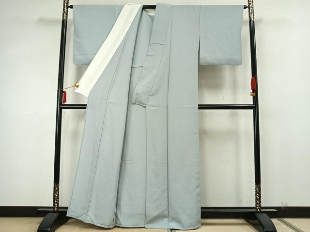 平和屋着物▽上質な色無地 単衣 白藍色 正絹 逸品 AABA7474fy