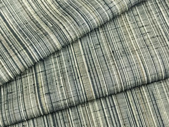 平和屋着物▽上質な紬 単衣 縞 正絹 逸品 AABA7481fy