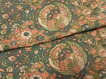 平和屋着物▽上質な小紋 単衣 紬地 草花文 正絹 逸品 AABA7482fy