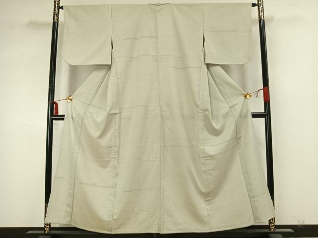 平和屋着物▽本塩沢　単衣　90亀甲　蚊絣　正絹　逸品　AABA7484fy