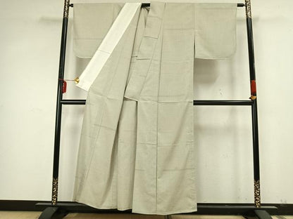 平和屋着物▽本塩沢　単衣　90亀甲　蚊絣　正絹　逸品　AABA7484fy