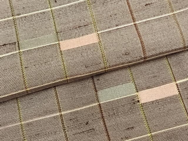 平和屋着物▽上質な紬 単衣 格子 正絹 逸品 AABA7485fy