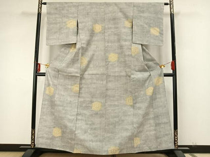平和屋着物▽本場結城紬 重要無形文化財 単衣 100亀甲 亀甲文様 正絹 逸品 AABA7490fy
