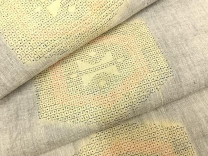 平和屋着物▽本場結城紬 重要無形文化財 単衣 100亀甲 亀甲文様 正絹 逸品 AABA7490fy