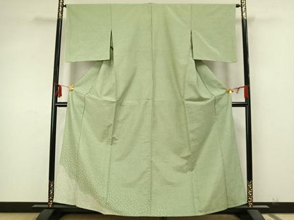 平和屋着物▽訪問着　単衣　紬地　絞り　鹿の子文　正絹　逸品　AABA7495fy
