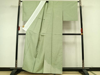 平和屋着物▽訪問着　単衣　紬地　絞り　鹿の子文　正絹　逸品　AABA7495fy