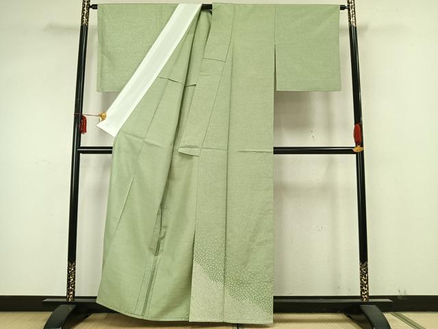 平和屋着物▽訪問着　単衣　紬地　絞り　鹿の子文　正絹　逸品　AABA7495fy
