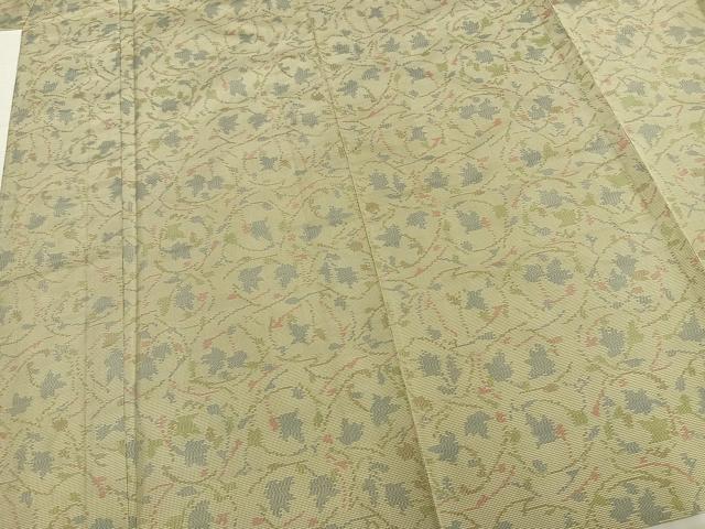 平和屋着物▽本場大島紬　単衣　草葉文　正絹　逸品　AABA7497fy