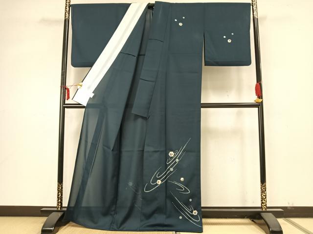 平和屋着物▽訪問着 単衣 雪輪文 洗える着物 AABA7499fy