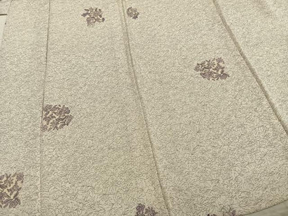 平和屋着物▽上質な小紋　単衣　草花文　鬼しぼ縮緬　正絹　逸品　AABA7509fy