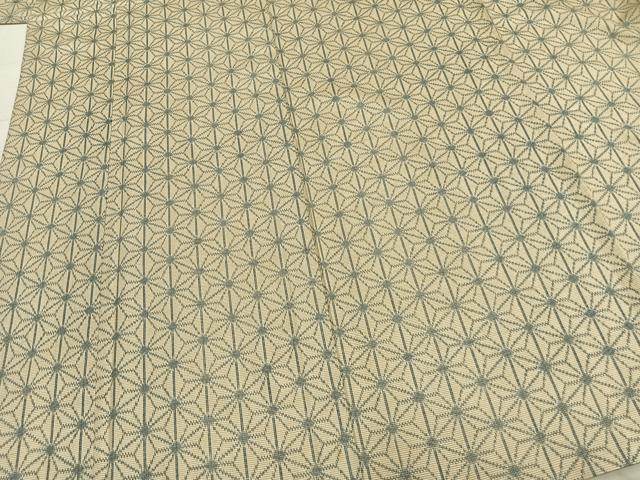 平和屋着物▽上質な紬 単衣 麻の葉文様 正絹 逸品 AABA7510fy