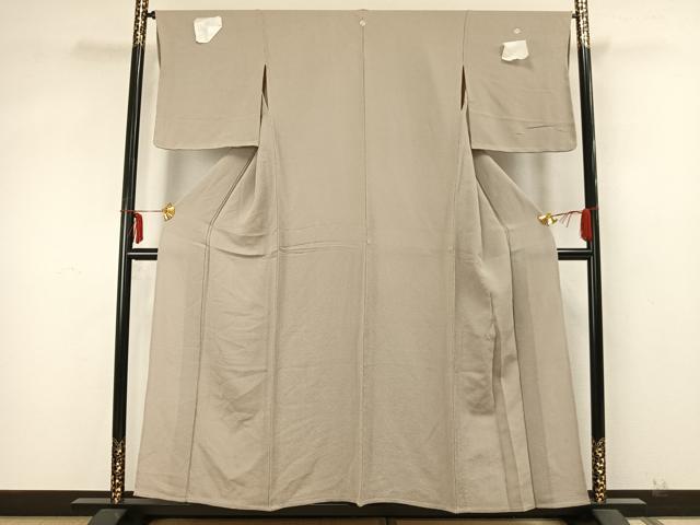 平和屋着物▽上質な色無地 単衣 白橡色 鬼しぼ縮緬 正絹 逸品 未使用 AABA7511fy