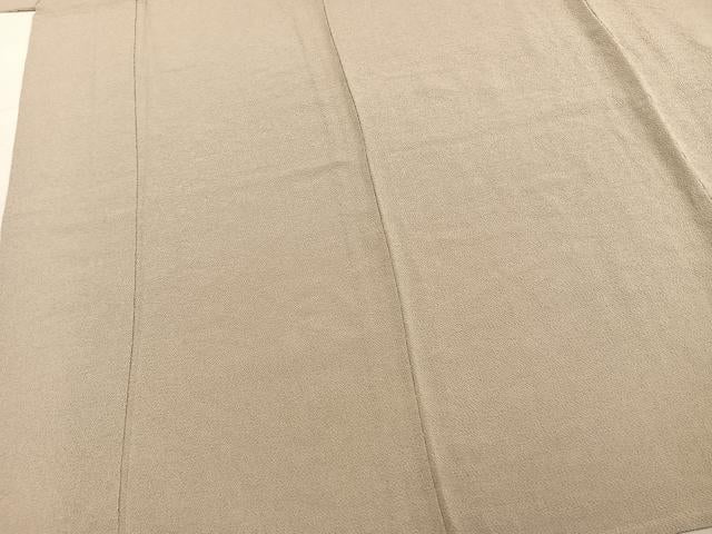 平和屋着物▽上質な色無地 単衣 白橡色 鬼しぼ縮緬 正絹 逸品 未使用 AABA7511fy