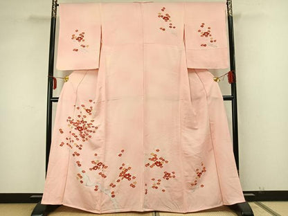 平和屋着物▽訪問着 単衣 枝花文 暈し染め 金彩 正絹 逸品 AABA7512fy