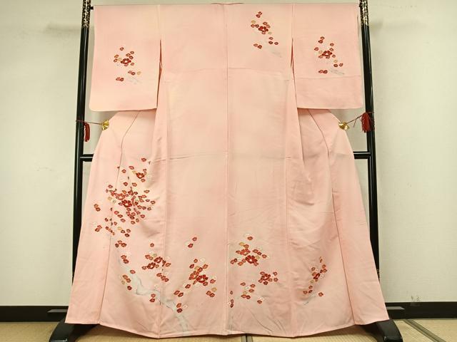 平和屋着物▽訪問着 単衣 枝花文 暈し染め 金彩 正絹 逸品 AABA7512fy