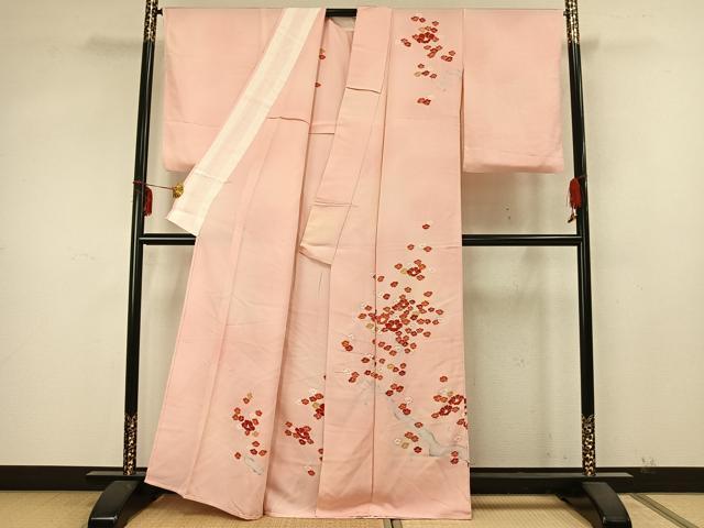 平和屋着物▽訪問着 単衣 枝花文 暈し染め 金彩 正絹 逸品 AABA7512fy