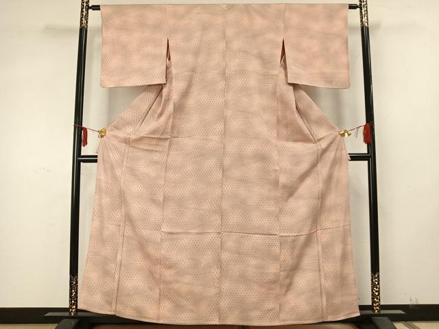 平和屋着物▽上質な小紋 単衣 幾何学文様 正絹 逸品 AABA7514fy