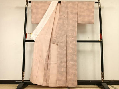 平和屋着物▽上質な小紋 単衣 幾何学文様 正絹 逸品 AABA7514fy