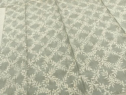平和屋着物▽本場大島紬 単衣 白大島 舞葉文 正絹 逸品 AABA7516fy