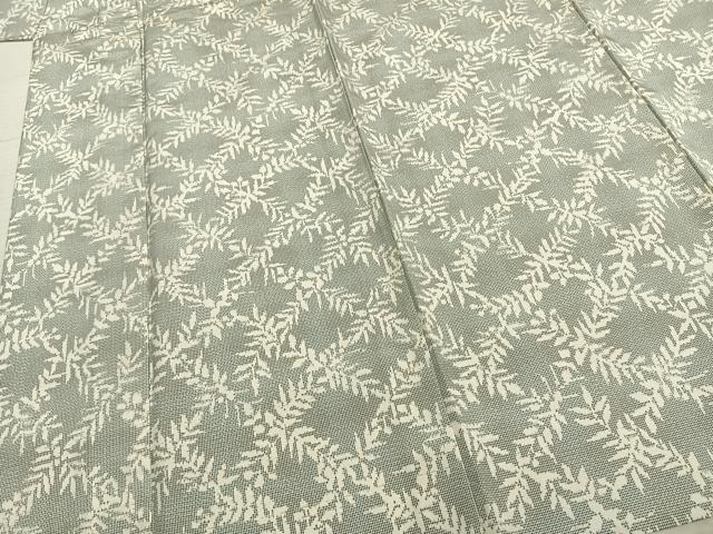 平和屋着物▽本場大島紬 単衣 白大島 舞葉文 正絹 逸品 AABA7516fy