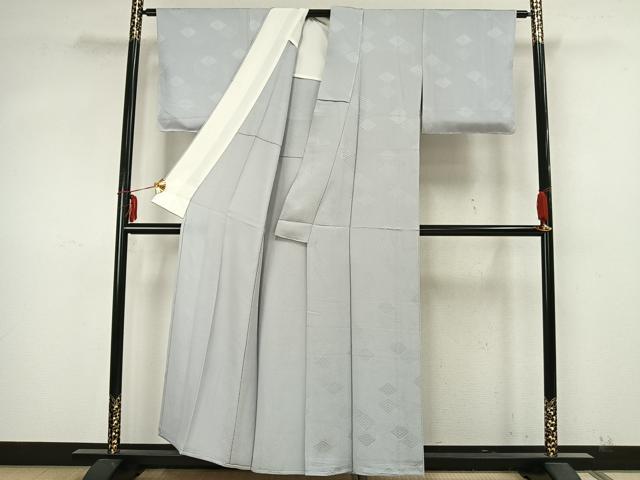 平和屋着物▽上質な色無地 単衣 菱地紋 白花色 正絹 逸品 未使用 AABA7518fy