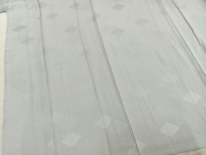 平和屋着物▽上質な色無地 単衣 菱地紋 白花色 正絹 逸品 未使用 AABA7518fy