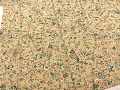 平和屋着物▽上質な小紋 単衣 型染め 草花文 正絹 逸品 AABA7519fy