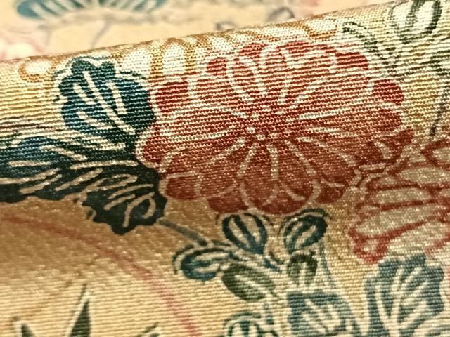 平和屋着物▽上質な小紋 単衣 型染め 草花文 正絹 逸品 AABA7519fy