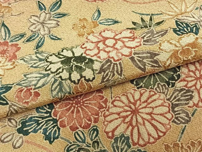 平和屋着物▽上質な小紋 単衣 型染め 草花文 正絹 逸品 AABA7519fy