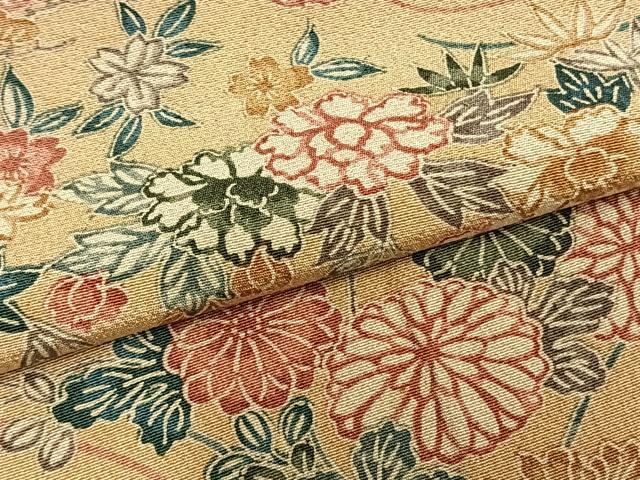 平和屋着物▽上質な小紋 単衣 型染め 草花文 正絹 逸品 AABA7519fy