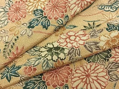 平和屋着物▽上質な小紋 単衣 型染め 草花文 正絹 逸品 AABA7519fy