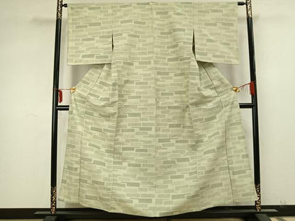 平和屋着物▽上質な紬 単衣 80亀甲 抽象文様 正絹 逸品 AABA7521fy