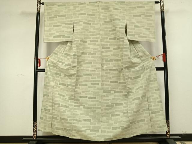 平和屋着物▽上質な紬 単衣 80亀甲 抽象文様 正絹 逸品 AABA7521fy