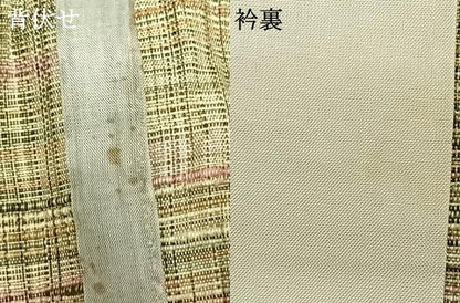 平和屋着物▽上質な紬　単衣　縞　正絹　逸品　AABA7524fy